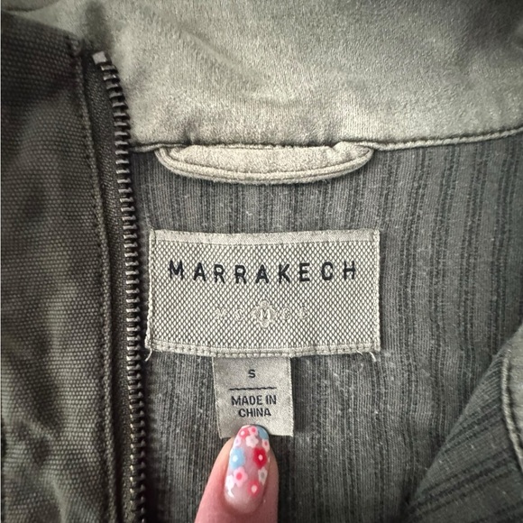 Marrakech Moto Style Olive Utility Jacket Size S Soft Cotton Stretch | NWT L35 - Picture 9 of 11